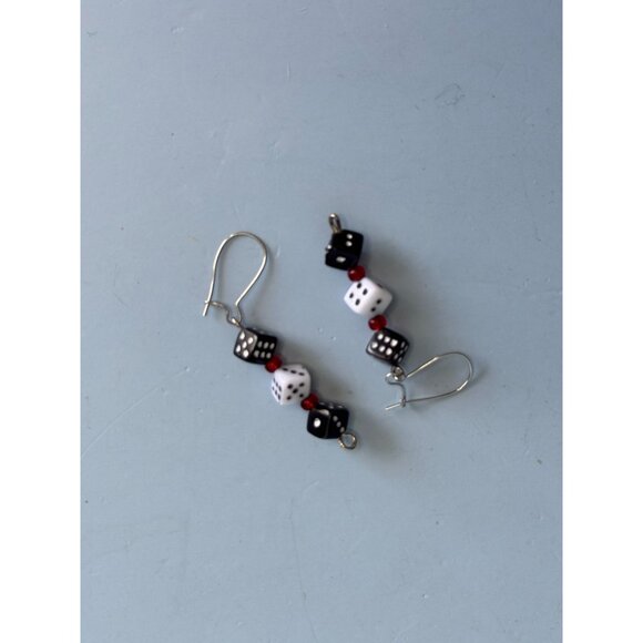 Dice-Themed Bracelet & Earrings Set With Toggle Clasp & Drop Earrings In Black W - Picture 8 of 8